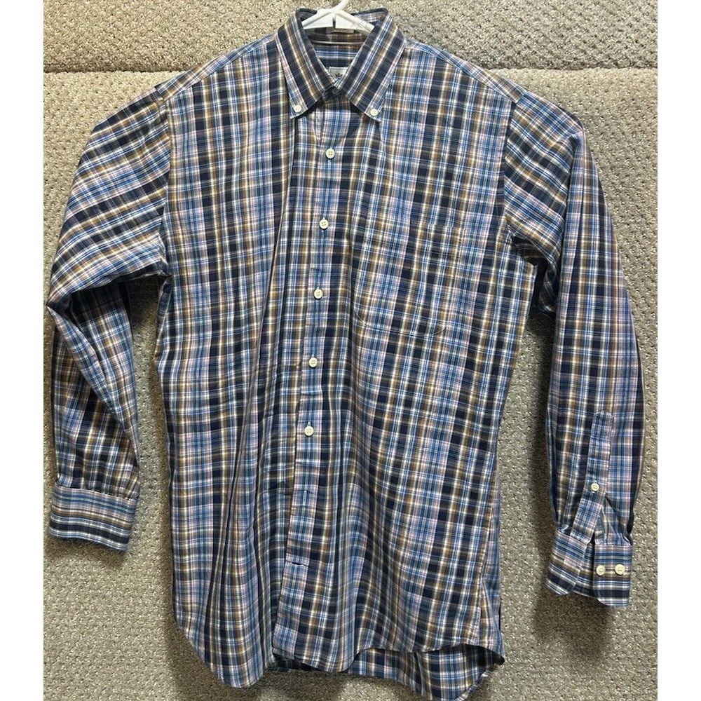 Peter Millar Men's Long Sleeve Cotton Button Down Multicolored Size Medium
